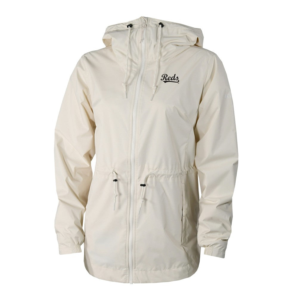 Cincinnati Reds Columbia Women's Lily Park Full-Zip Rain Jacket - Cream - Columbia Discount