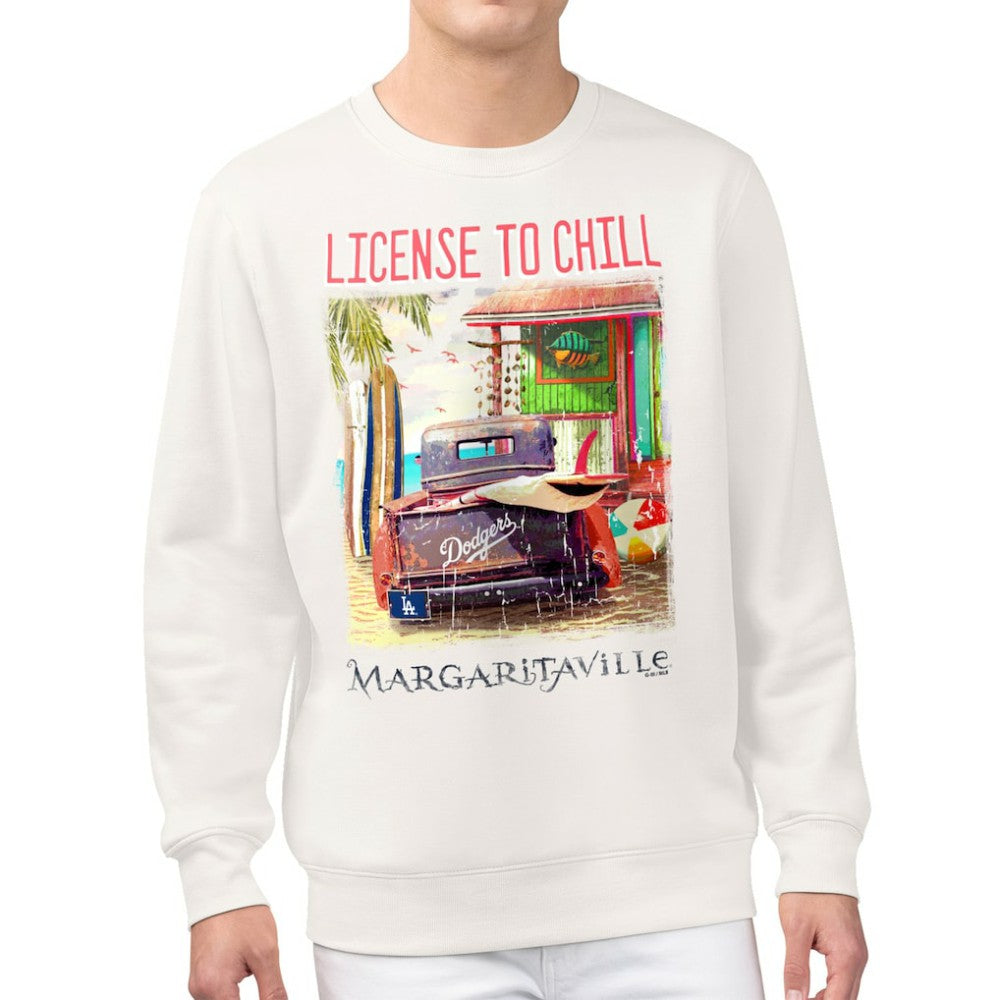 Los Angeles Dodgers Margaritaville License to Chill Fleece Sweatshirt - Cream - MLB Online