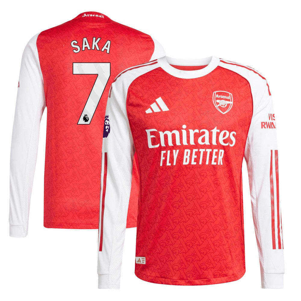 Bukayo Saka Arsenal 2025/26 Home Long Sleeve Player Jersey Red - Adidas