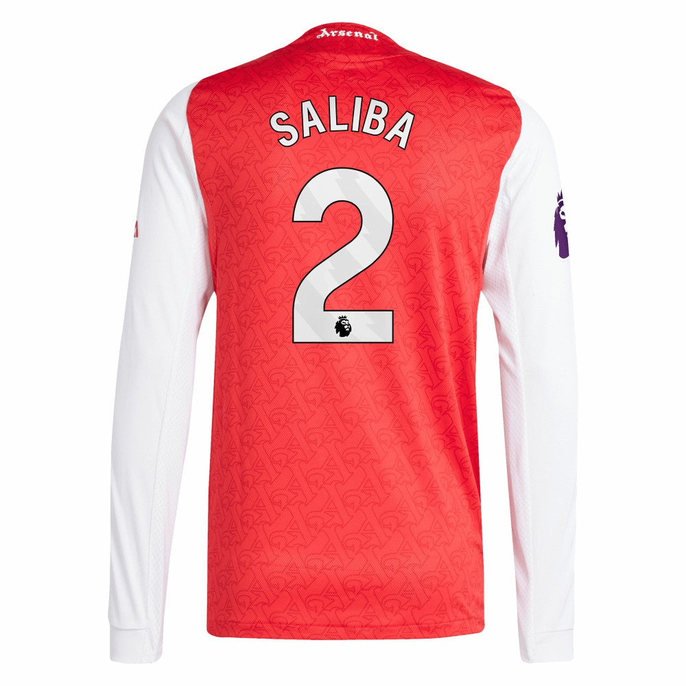 William Saliba Arsenal 2025/26 Home Long Sleeve Player Jersey Red - Adidas
