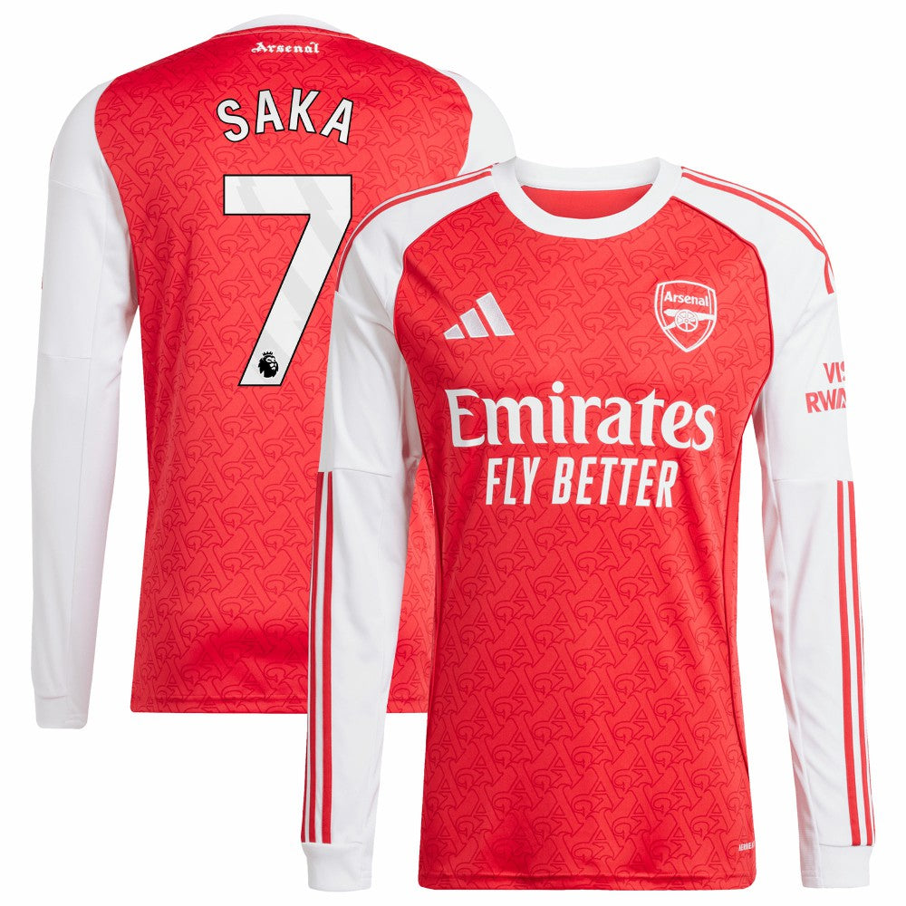 Bukayo Saka Arsenal 2025/26 Home Replica Long Sleeve Player Jersey Red - Adidas Discount