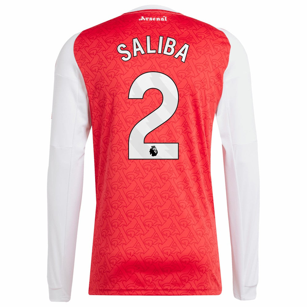 William Saliba Arsenal 2025/26 Home Replica Long Sleeve Player Jersey Red - Adidas
