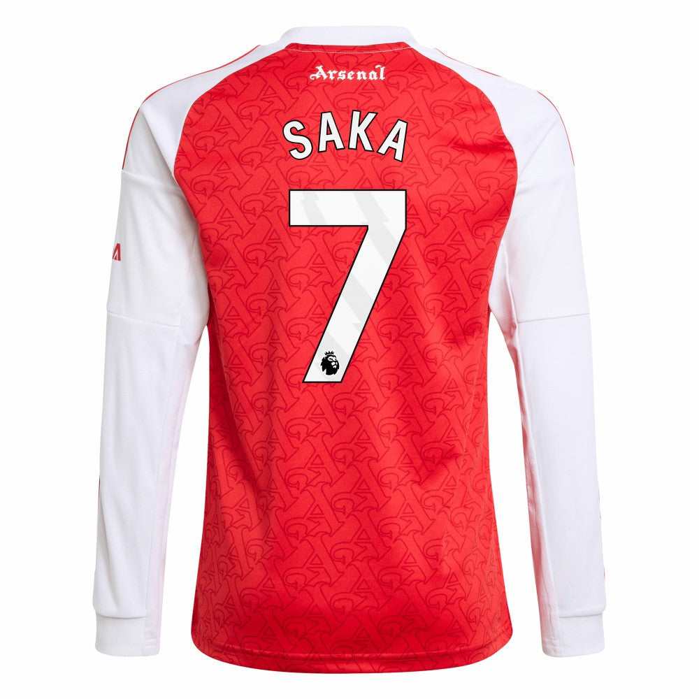 Bukayo Saka Arsenal Youth 2025/26 Home Replica Long Sleeve Player Jersey Red - Adidas for sale