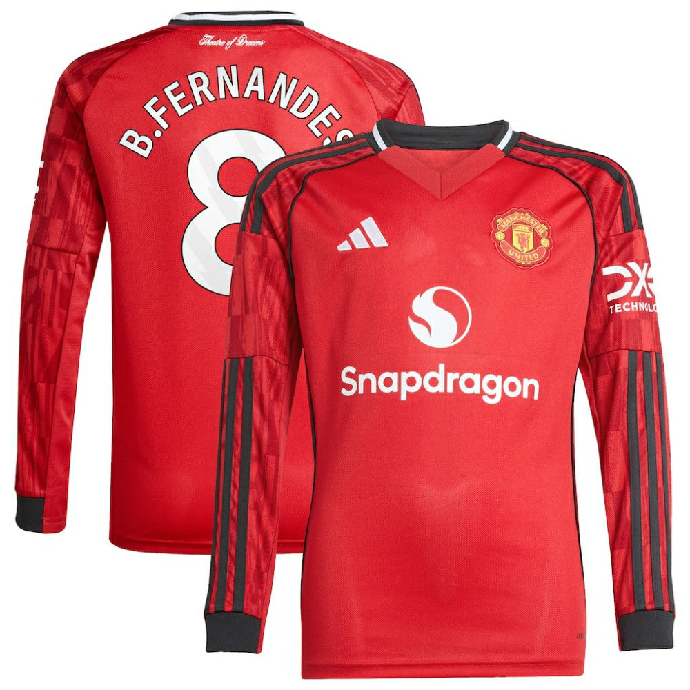 Bruno Fernandes Manchester United Youth Home 2025/26 Replica Player Long Sleeve Jersey Red - Adidas