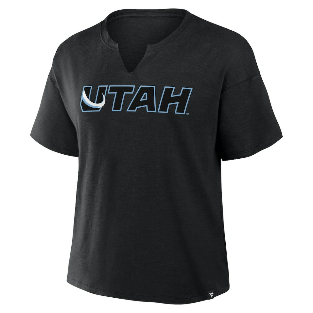Utah Mammoth Fanatics Women's Combo Stadium Slub Boxy T-Shirt - Black - NHL 203124198