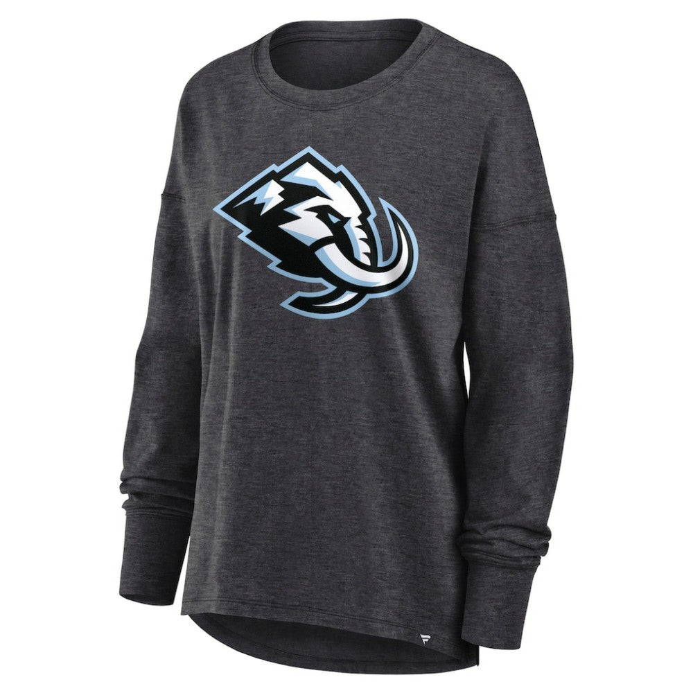 Utah Mammoth Fanatics Women's Primary Logo Legacy Long Sleeve T-Shirt - Heather Charcoal - NHL 203124254