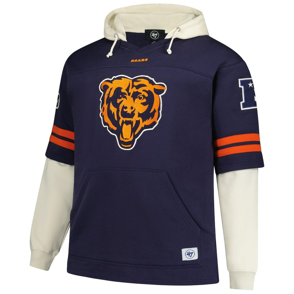47 brand Chicago Bears '47 Big & Tall Split Zone Cornerback V-Neck Hoodie Navy
