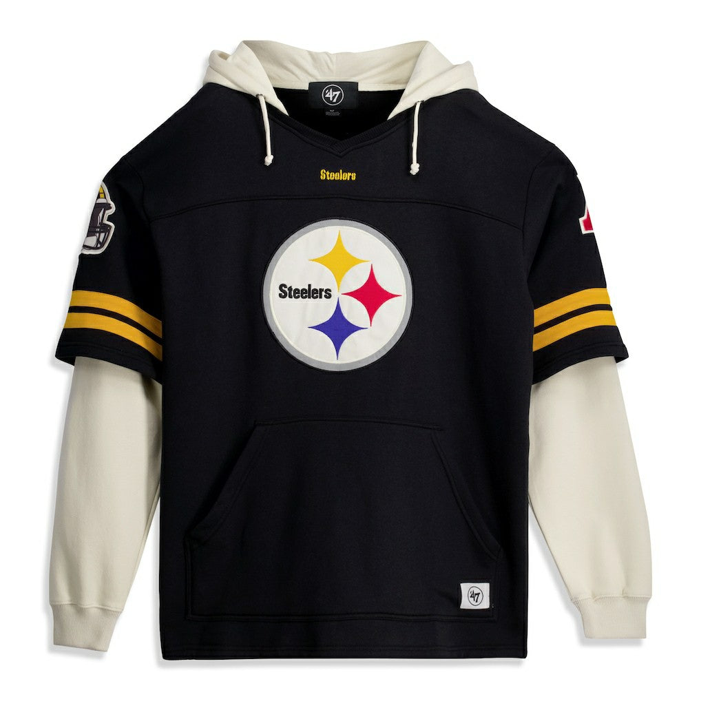 47 brand Pittsburgh Steelers '47 Big & Tall Split Zone Cornerback V-Neck Hoodie Black