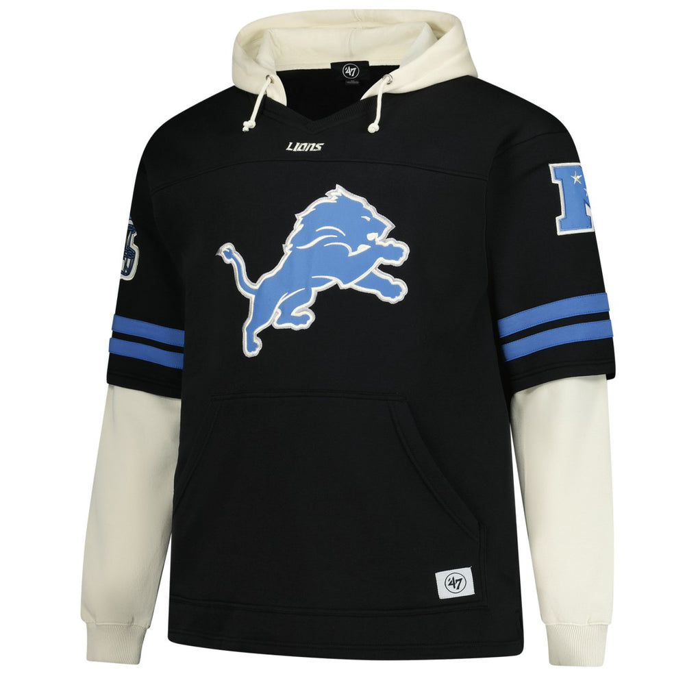 47 brand Detroit Lions '47 Big & Tall Split Zone Cornerback V-Neck Hoodie Black