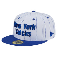 New York Knicks Wordmark Pinstripe 59FIFTY Fitted Hat White | New Era Lifestyle