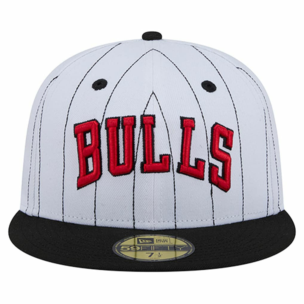Chicago Bulls Wordmark Pinstripe 59FIFTY Fitted Hat White | New Era discount
