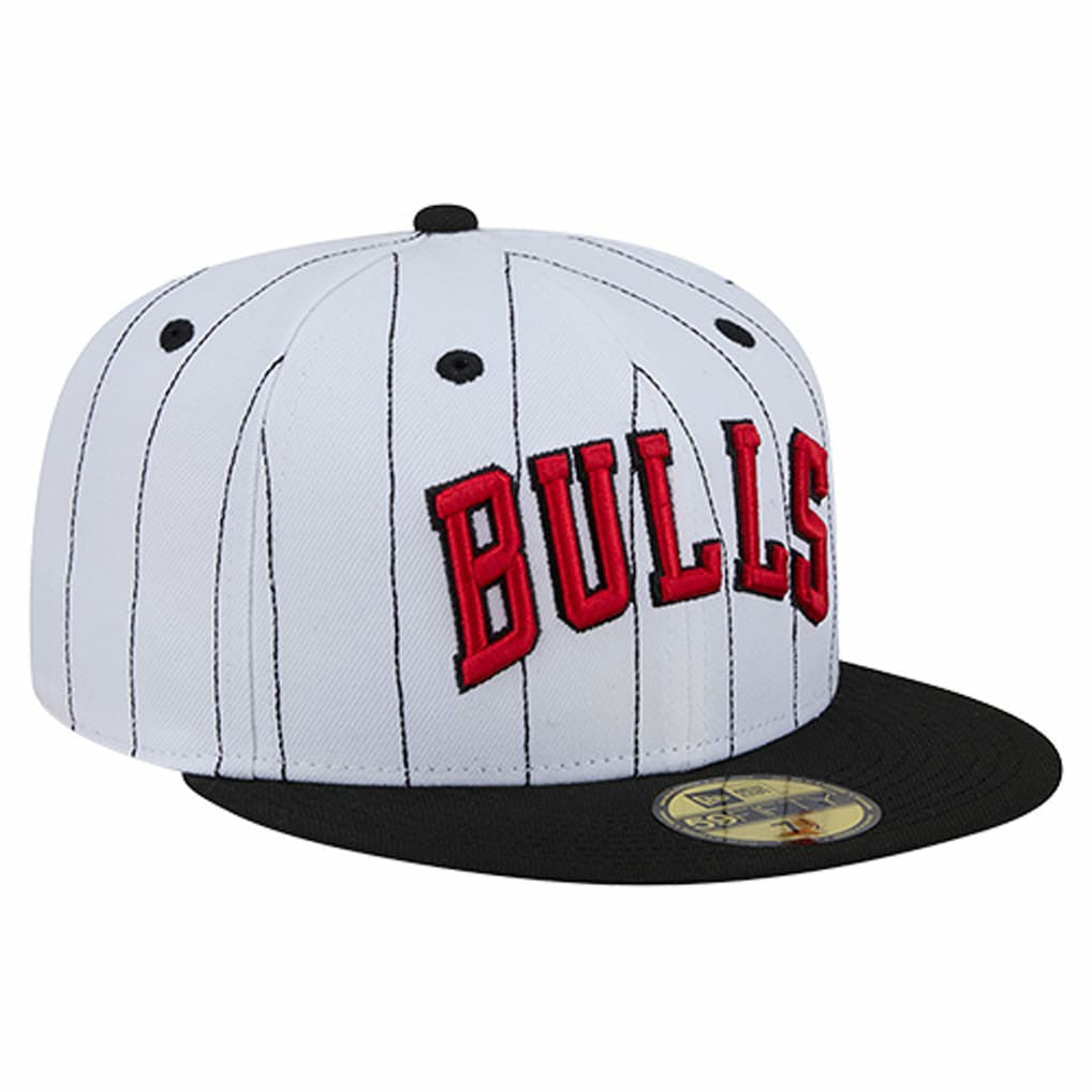 Chicago Bulls Wordmark Pinstripe 59FIFTY Fitted Hat White | New Era discount