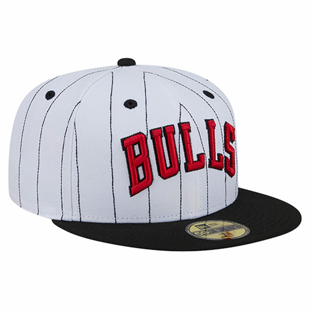 Chicago Bulls Wordmark Pinstripe 59FIFTY Fitted Hat White | New Era discount