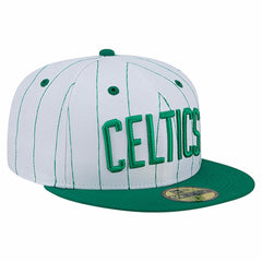 Boston Celtics Wordmark Pinstripe 59FIFTY Fitted Hat White | New Era Lifestyle