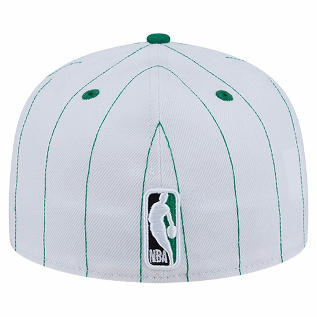 Boston Celtics Wordmark Pinstripe 59FIFTY Fitted Hat White | New Era Lifestyle