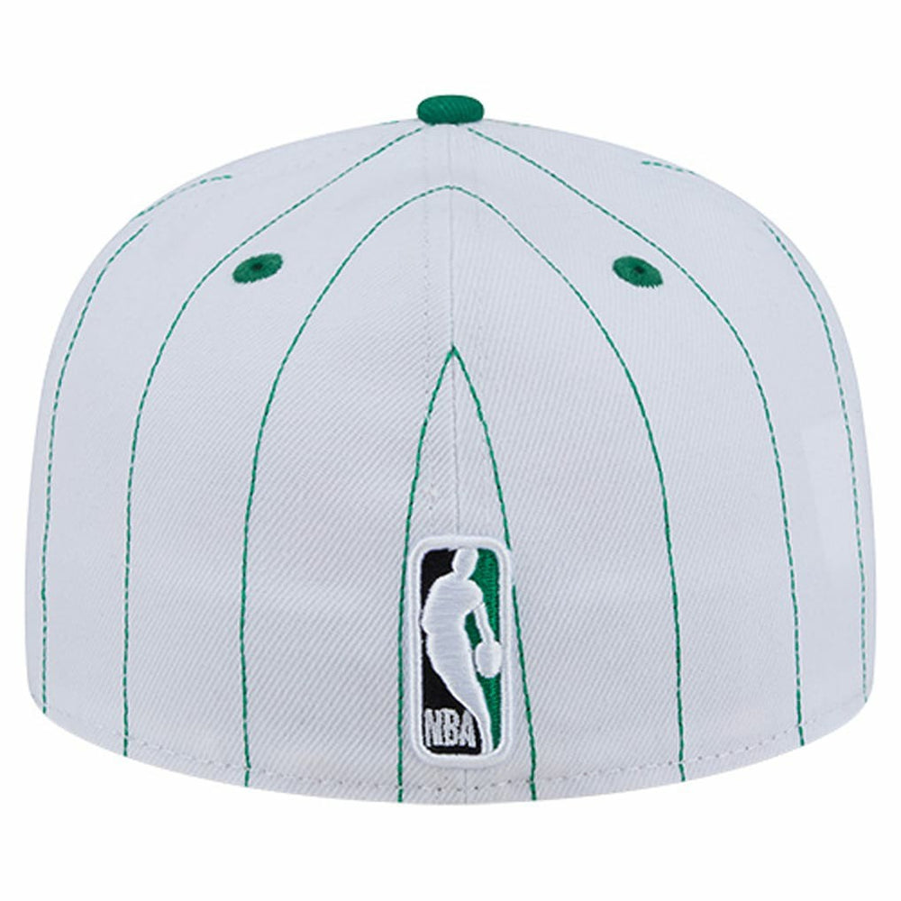 Boston Celtics Wordmark Pinstripe 59FIFTY Fitted Hat White | New Era Lifestyle