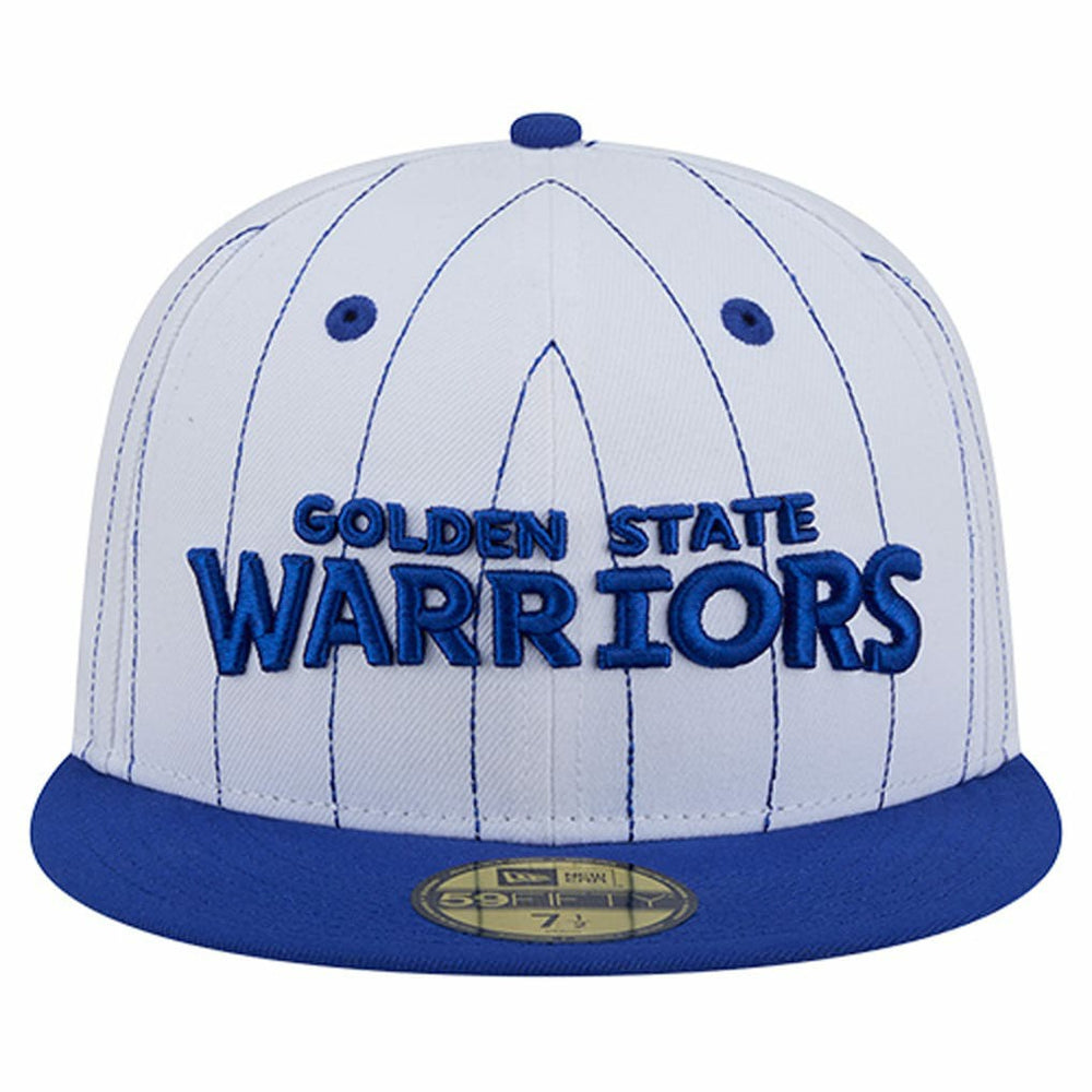 Golden State Warriors Wordmark Pinstripe 59FIFTY Fitted Hat for sale White | New Era online