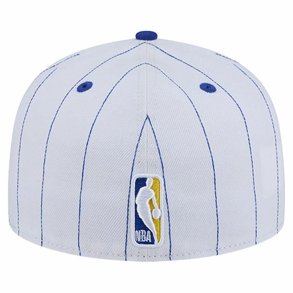 Golden State Warriors Wordmark Pinstripe 59FIFTY Fitted Hat for sale White | New Era online
