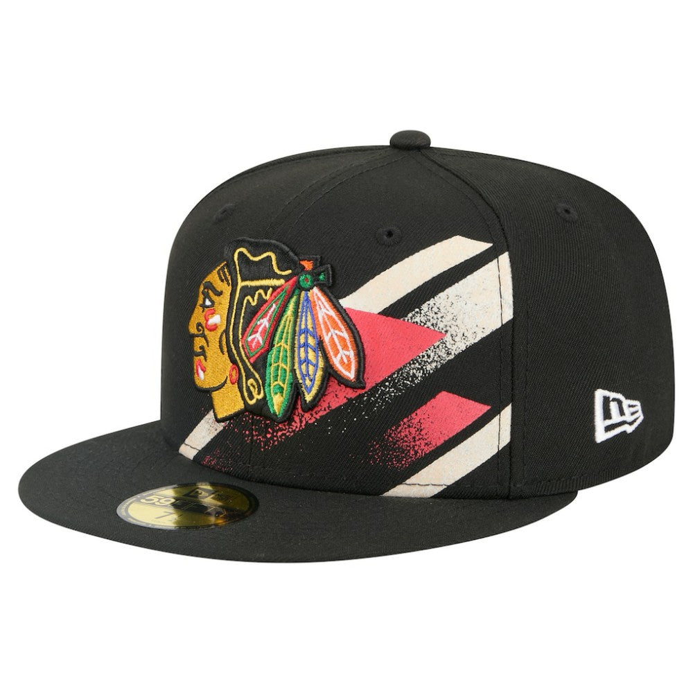 Chicago Blackhawks New Era Faded Lines 59FIFTY Fitted Hat - Black - NHL 203126875