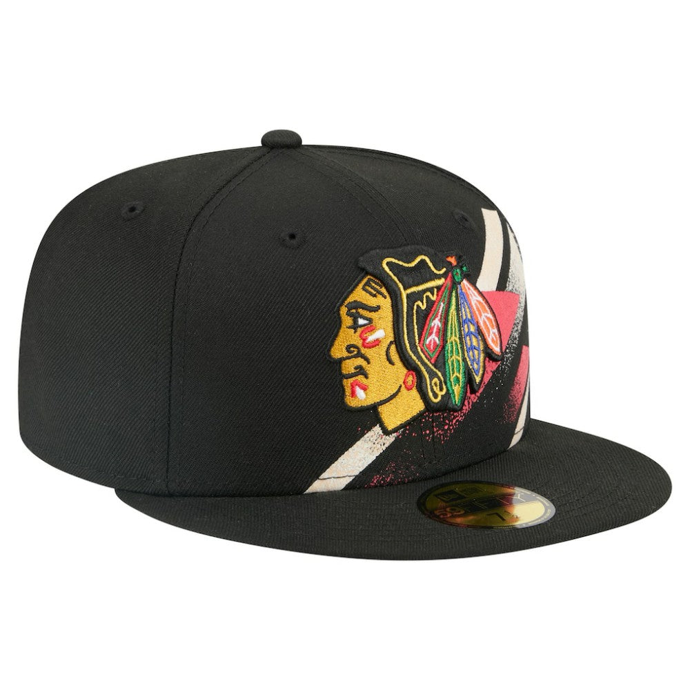 Chicago Blackhawks New Era Faded Lines 59FIFTY Fitted Hat - Black - NHL 203126875