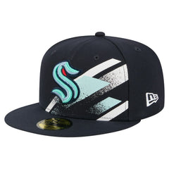 Seattle Kraken New Era Faded Lines 59FIFTY Fitted Hat - Deep Sea Blue - NHL 203126876