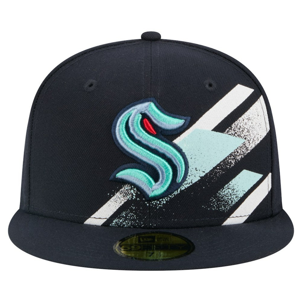 Seattle Kraken New Era Faded Lines 59FIFTY Fitted Hat - Deep Sea Blue - NHL 203126876