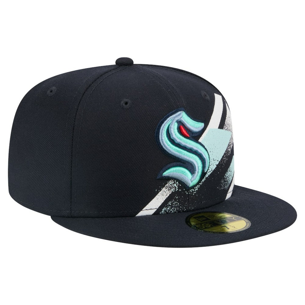 Seattle Kraken New Era Faded Lines 59FIFTY Fitted Hat - Deep Sea Blue - NHL 203126876