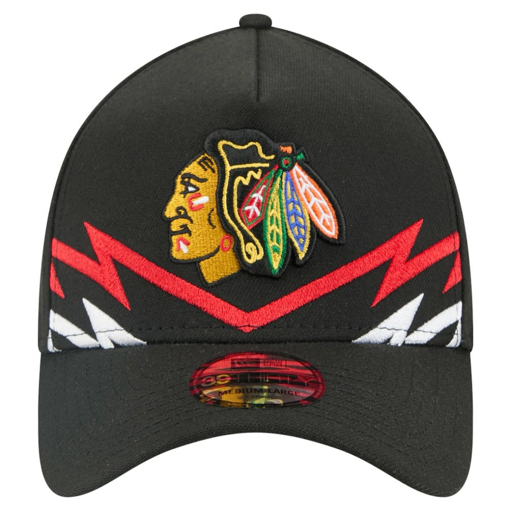 Chicago Blackhawks New Era 39THIRTY A-Frame Perforated Flex Hat - Black - NHL 203126882