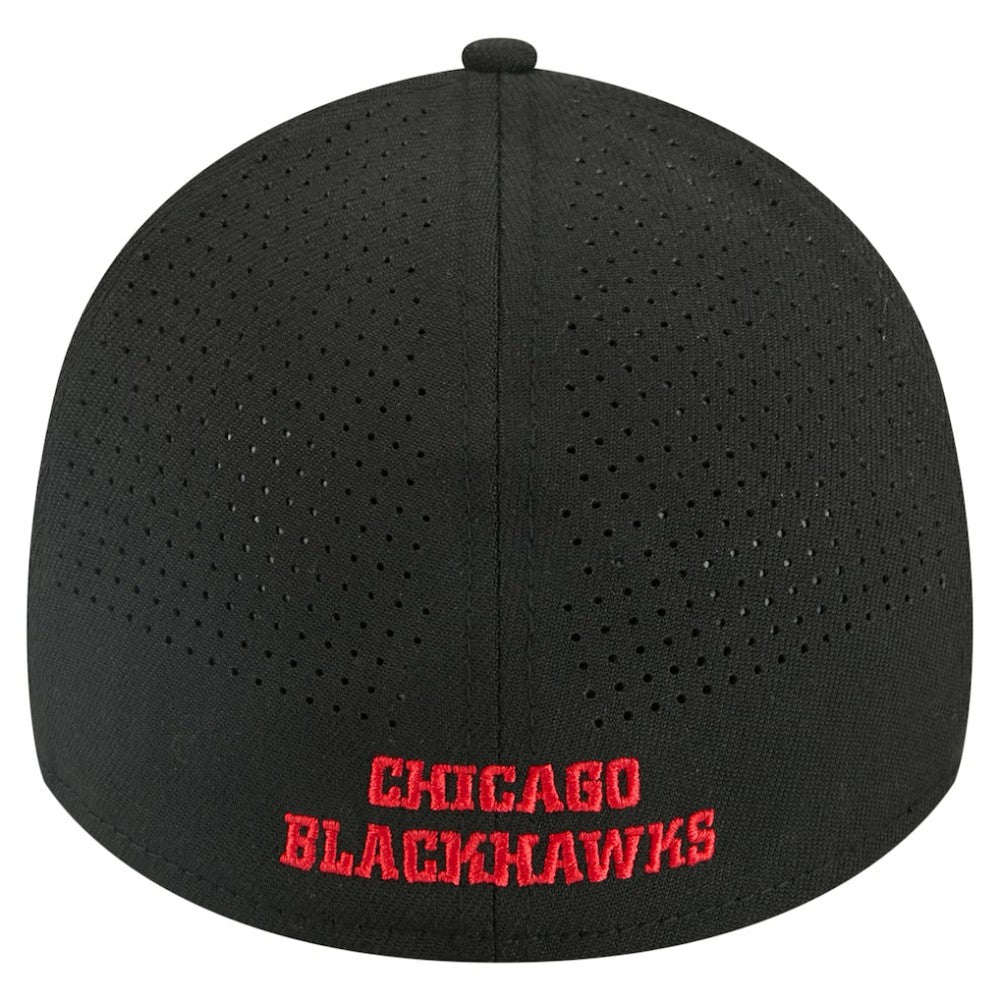 Chicago Blackhawks New Era 39THIRTY A-Frame Perforated Flex Hat - Black - NHL 203126882