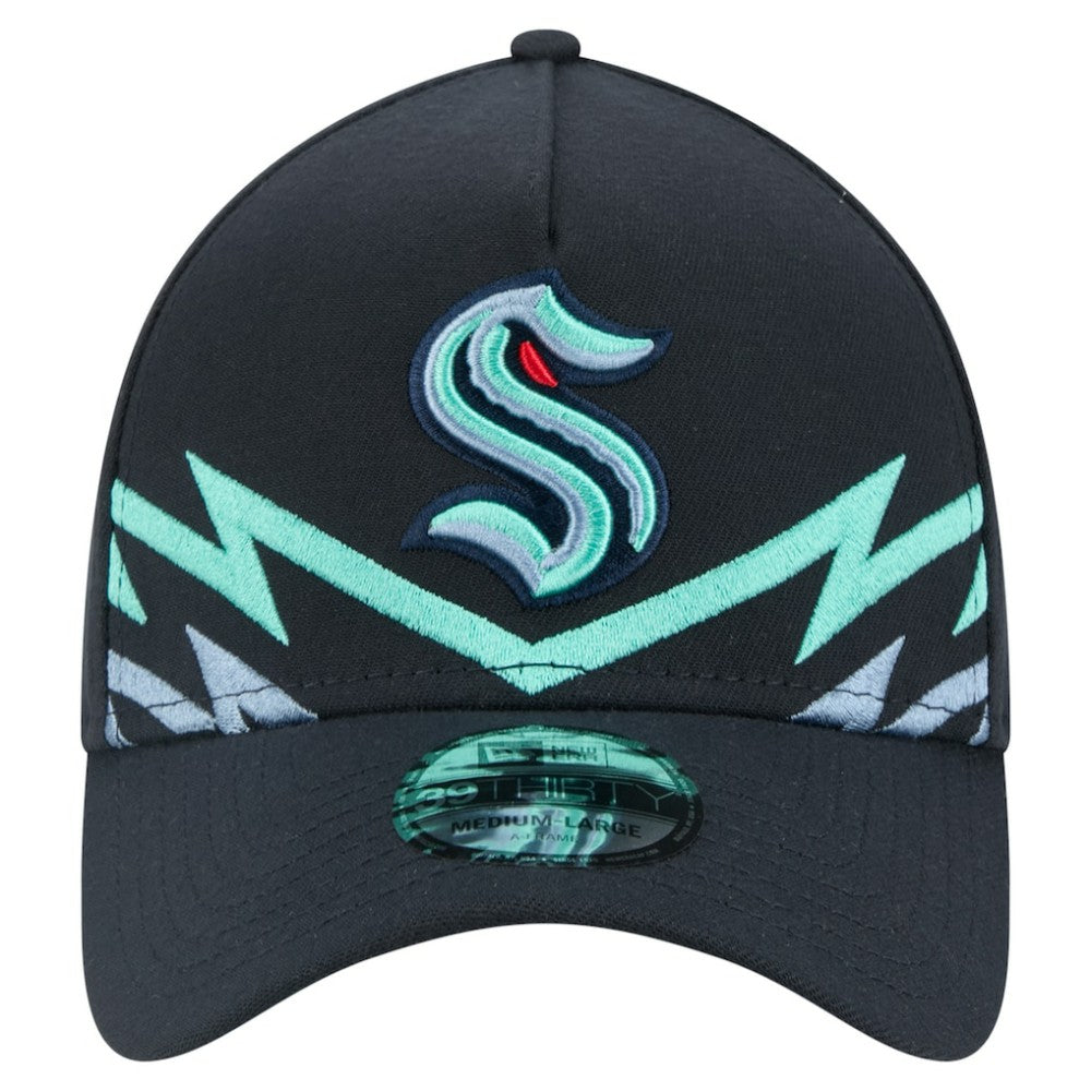 Seattle Kraken New Era Zig Zag 39THIRTY A-Frame Perforated Flex Hat - Deep Sea Blue - NHL 203126887