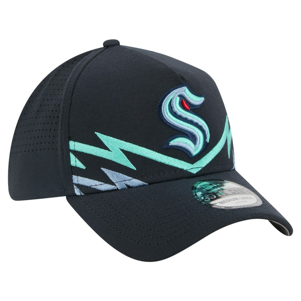 Seattle Kraken New Era Zig Zag 39THIRTY A-Frame Perforated Flex Hat - Deep Sea Blue - NHL 203126887