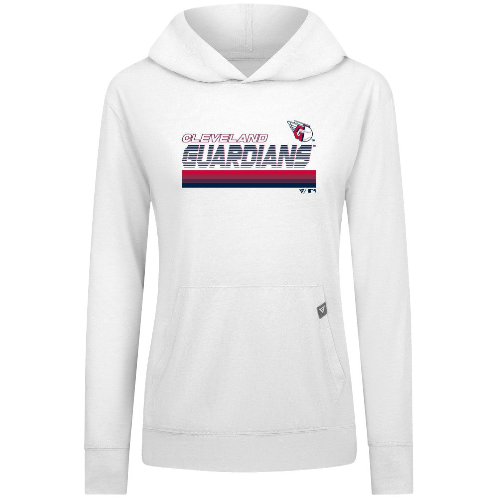 Cleveland Guardians Levelwear Women's Relay Breaker Pullover Hoodie - White - MLB Lifestyle