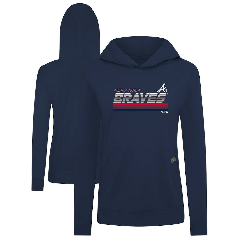 Atlanta Braves Levelwear Women's Relay Breaker Pullover Hoodie - Navy - MLB Sale