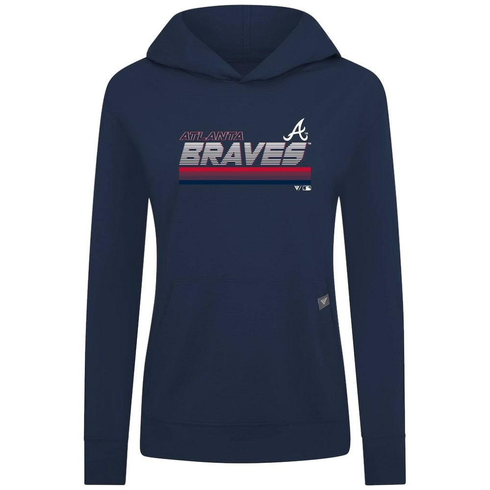 Atlanta Braves Levelwear Women's Relay Breaker Pullover Hoodie - Navy - MLB Sale