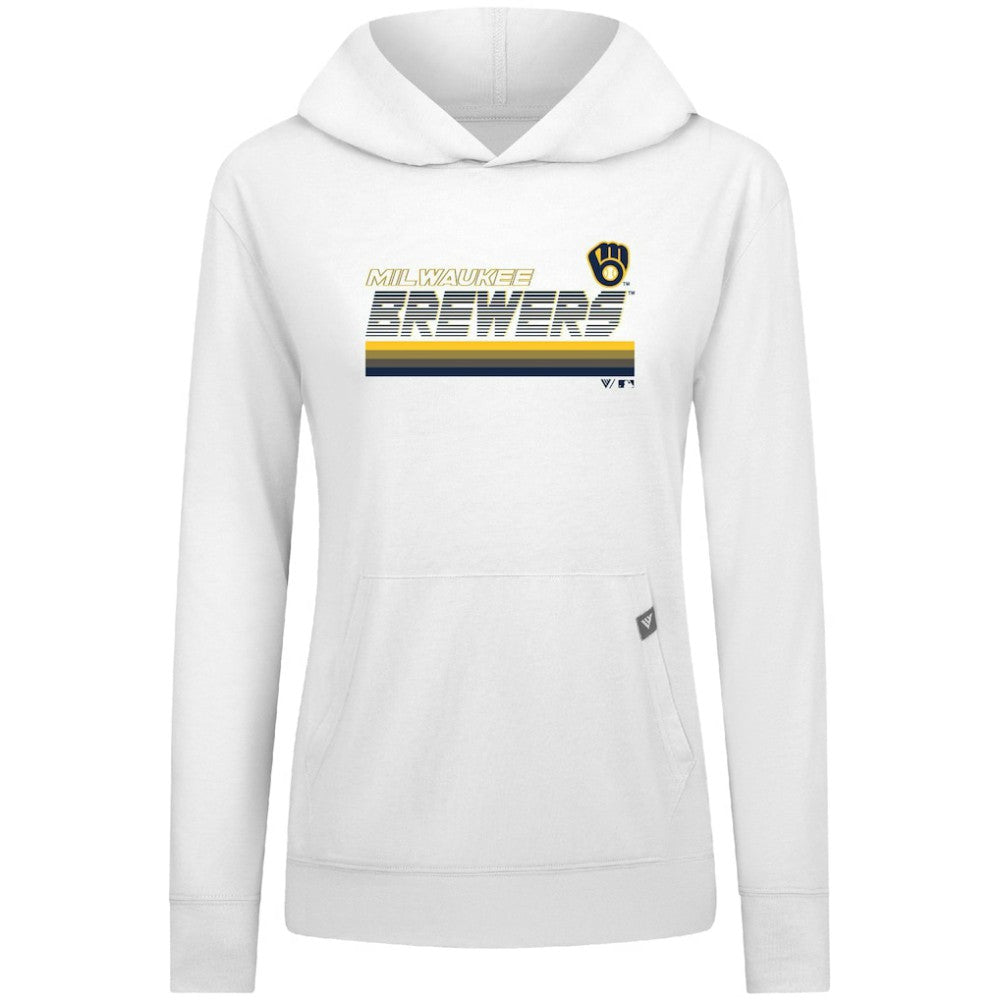 Milwaukee Brewers Levelwear Women's Relay Breaker Pullover Hoodie - White - MLB on Sale
