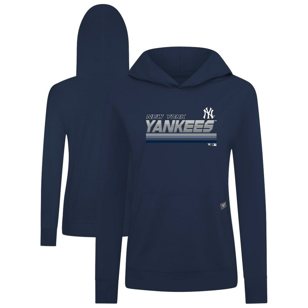 New York Yankees Levelwear Women's Relay Breaker Pullover Hoodie - Navy - MLB Lifestyle
