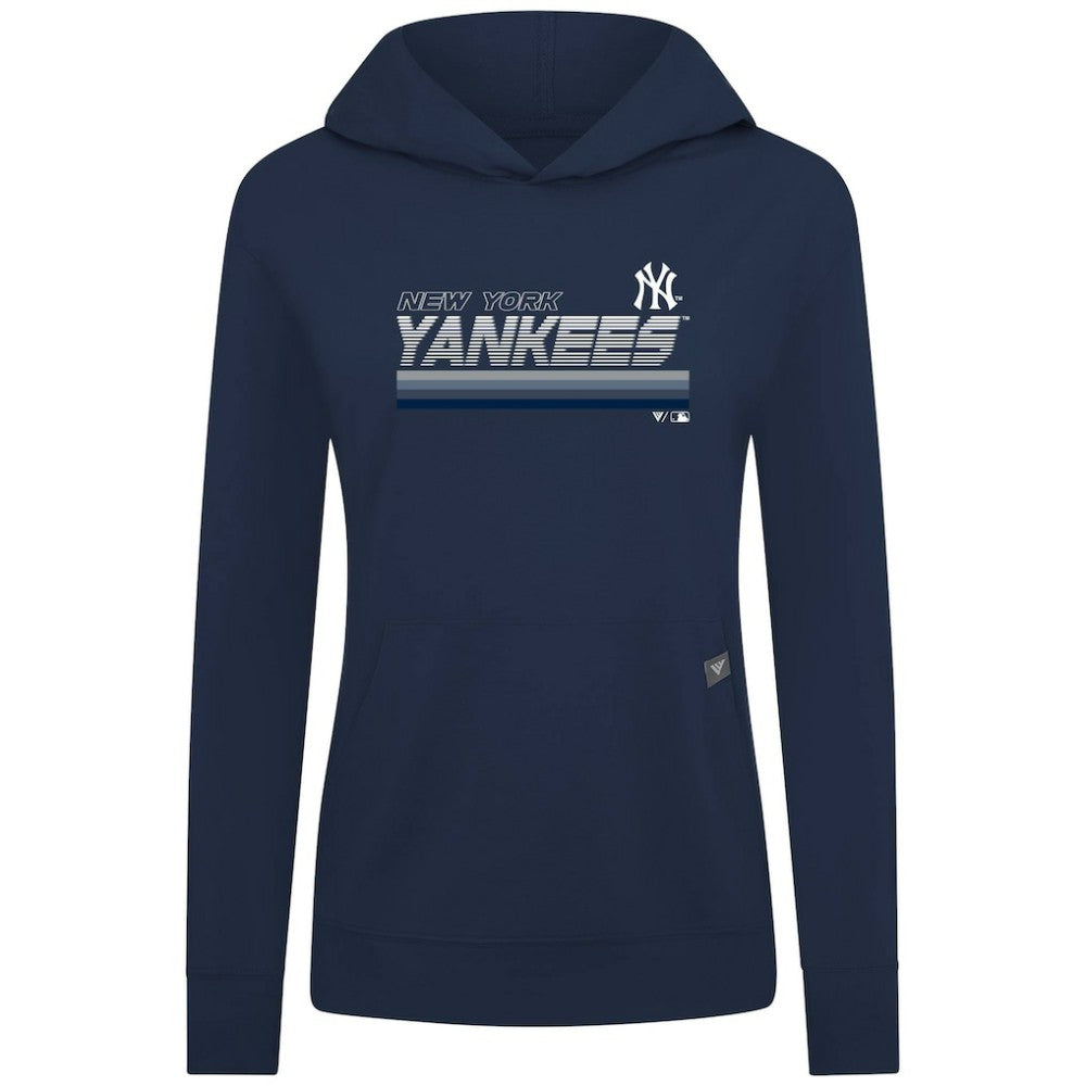New York Yankees Levelwear Women's Relay Breaker Pullover Hoodie - Navy - MLB Lifestyle
