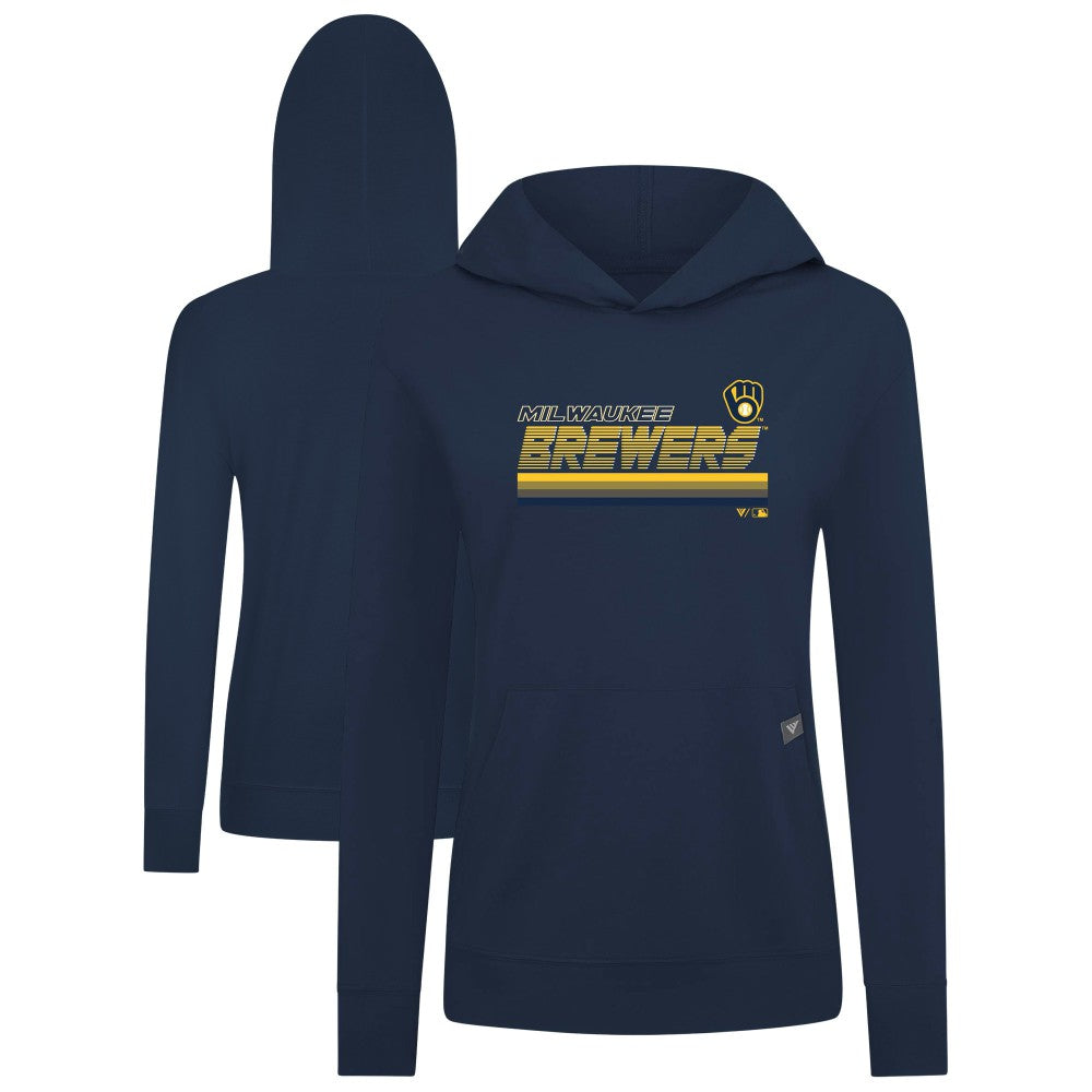 Milwaukee Brewers Levelwear Women's Relay Breaker Pullover Hoodie - Navy - MLB Online
