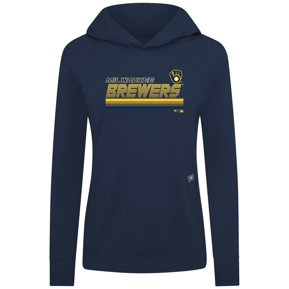 Milwaukee Brewers Levelwear Women's Relay Breaker Pullover Hoodie - Navy - MLB Online