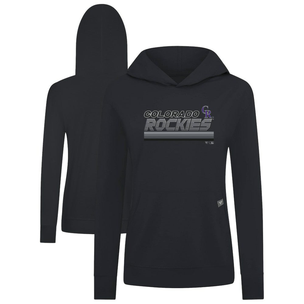 Colorado Rockies Levelwear Women's Relay Breaker Pullover Hoodie - Black - MLB on Sale