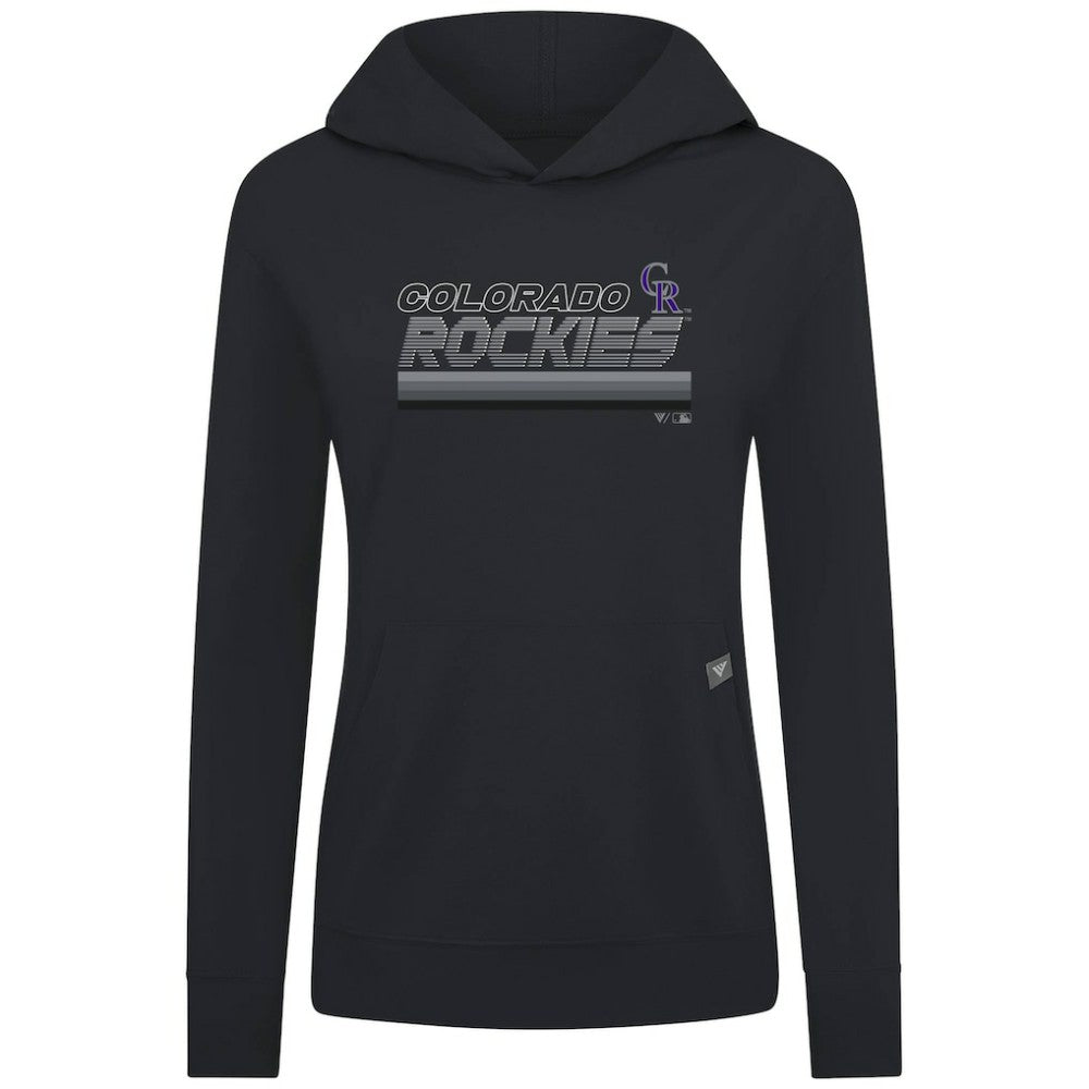 Colorado Rockies Levelwear Women's Relay Breaker Pullover Hoodie - Black - MLB on Sale