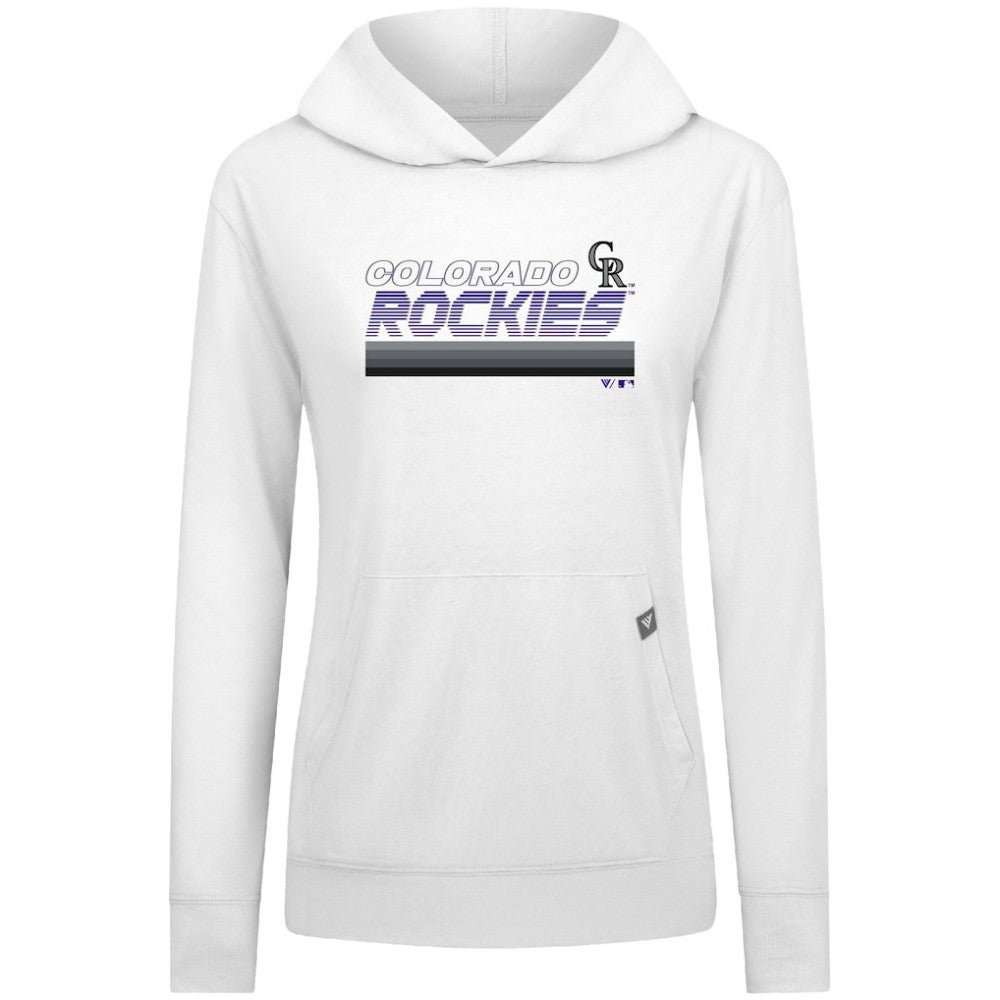 Colorado Rockies Levelwear Women's Relay Breaker Pullover Hoodie - White - MLB on Sale
