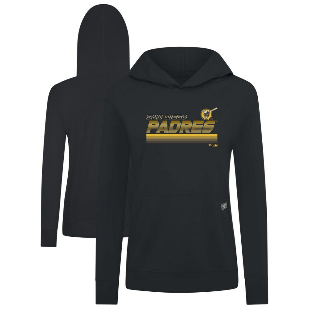 San Diego Padres Levelwear Women's Relay Breaker Pullover Hoodie - Black - MLB Discount