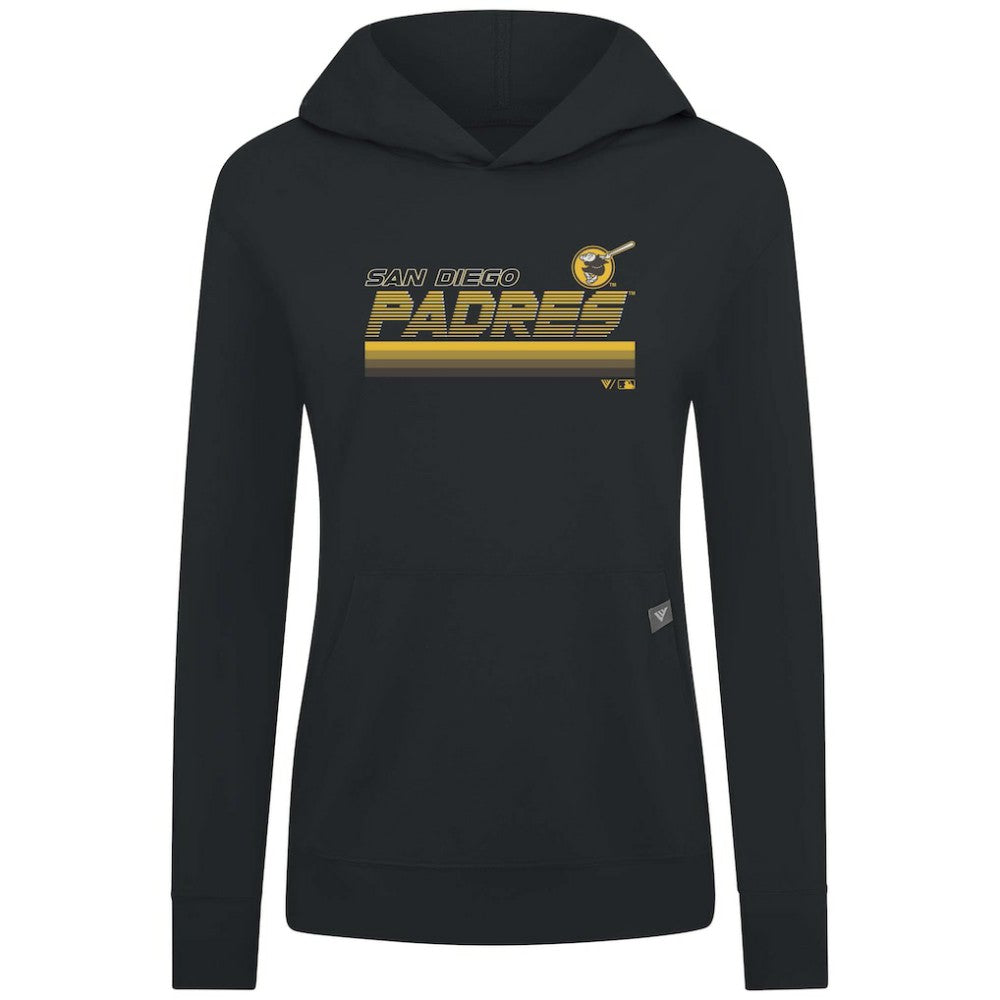 San Diego Padres Levelwear Women's Relay Breaker Pullover Hoodie - Black - MLB Discount