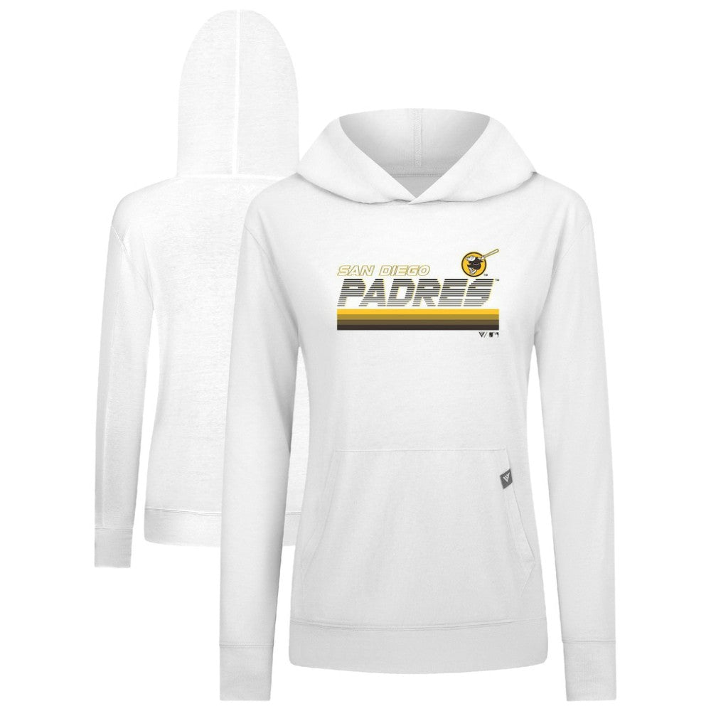 San Diego Padres Levelwear Women's Relay Breaker Pullover Hoodie - White - MLB Lifestyle