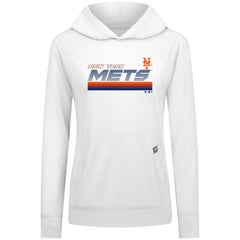 New York Mets Levelwear Women's Relay Breaker Pullover Hoodie - White - MLB Lifestyle
