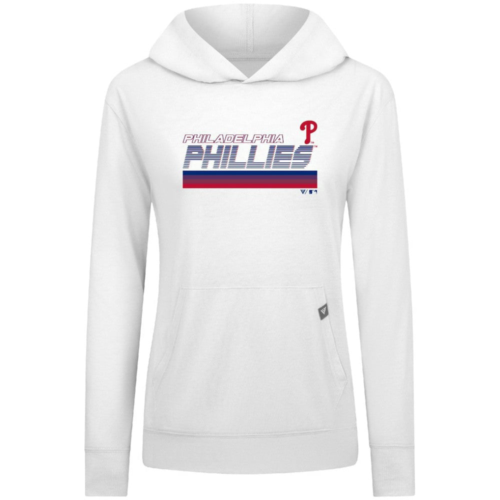 Philadelphia Phillies Levelwear Women's Relay Breaker Pullover Hoodie - White - MLB Lifestyle