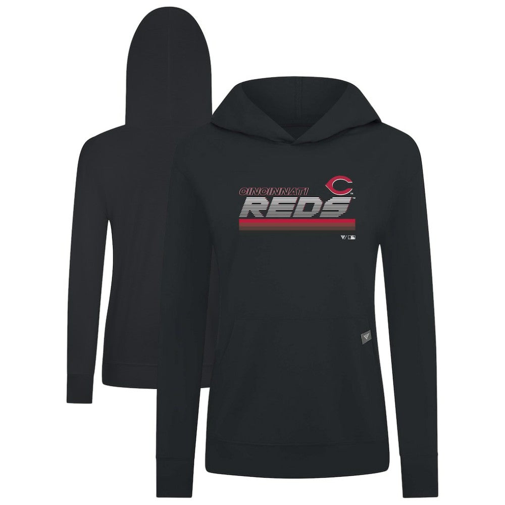 Cincinnati Reds Levelwear Women's Relay Breaker Pullover Hoodie - Black - MLB Discount