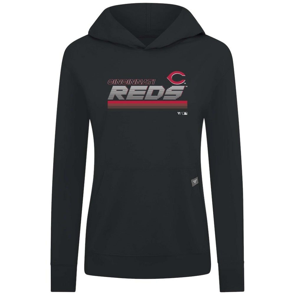 Cincinnati Reds Levelwear Women's Relay Breaker Pullover Hoodie - Black - MLB Discount
