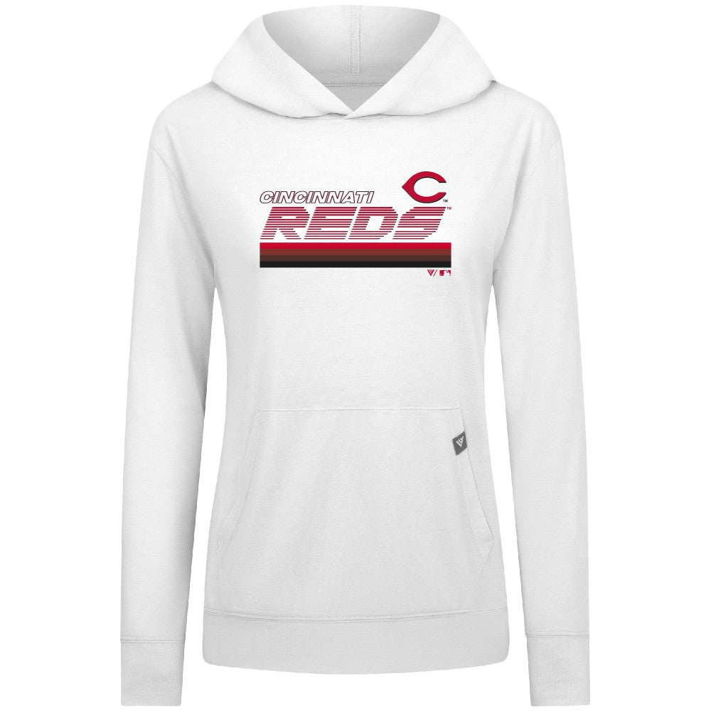 Cincinnati Reds Levelwear Women's Relay Breaker Pullover Hoodie - White - MLB Discount